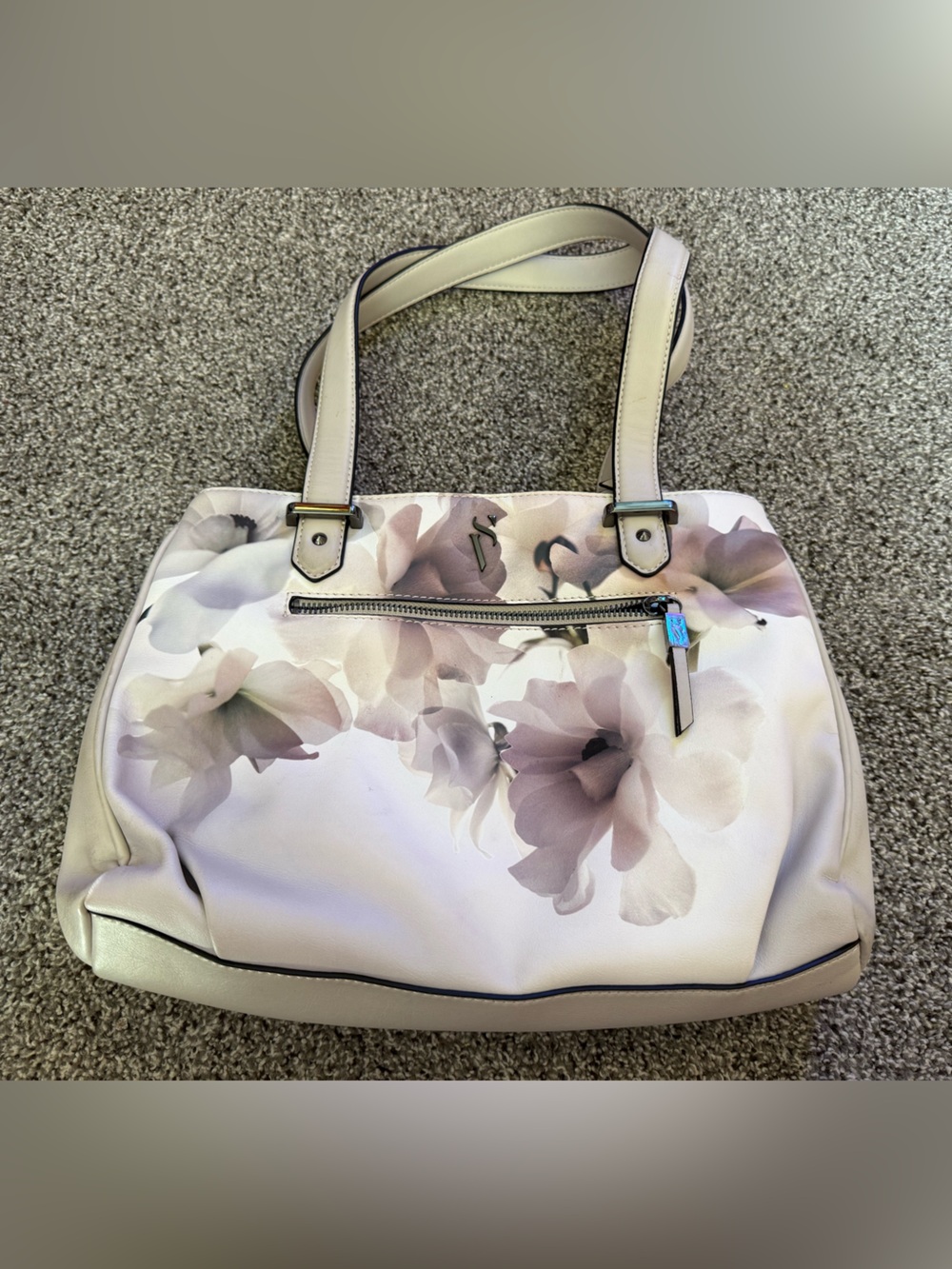 Vera Wang Floral Tote in Lavender and Cream